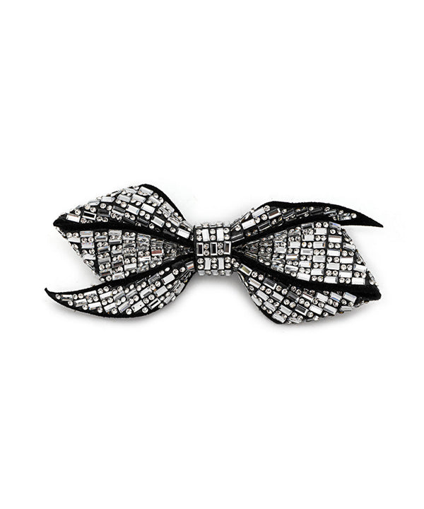 Machka Shiny Stone Bow Brooch Crystal