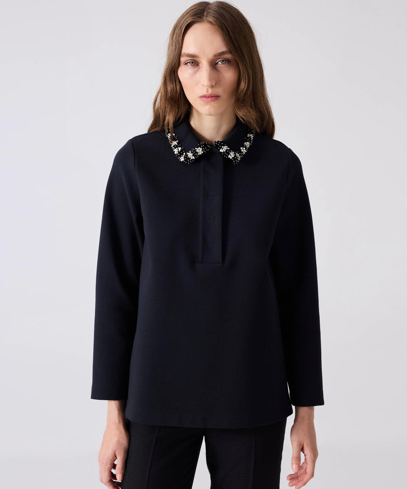 Machka Embroidered Long Sleeve T-Shirt Black