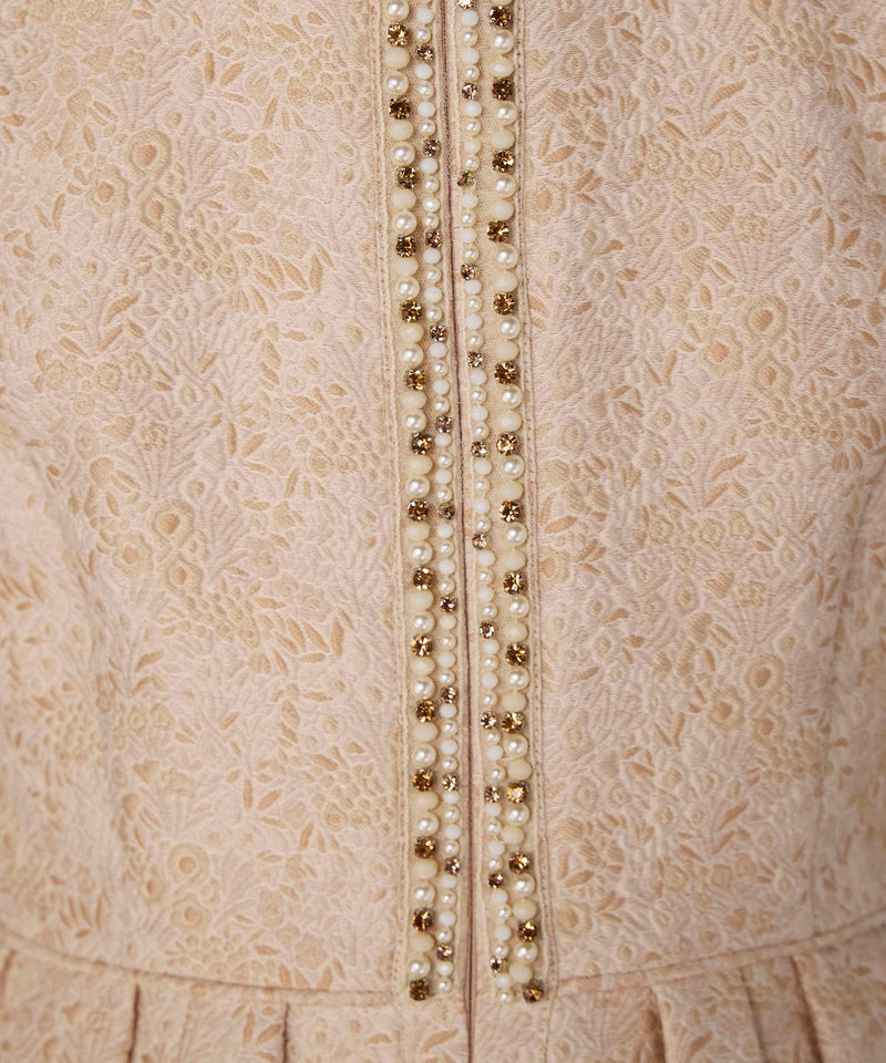 Machka Pleated Waist Jacquard Dress Off White