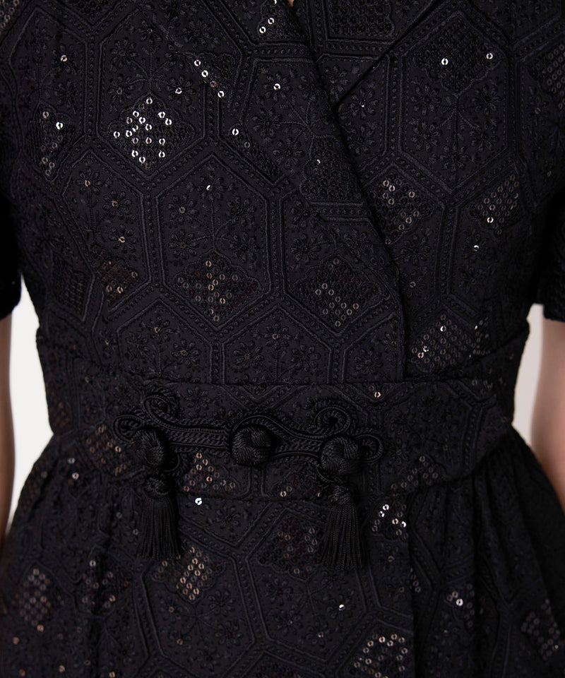 Machka Textured Sequin Dress Black