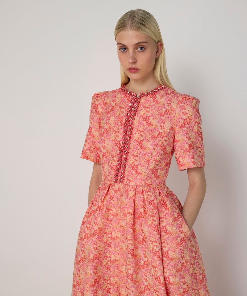 Machka Floral Jacquard Dress Pink