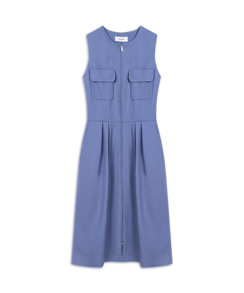 Machka Pocketed Pleated Dress Blue