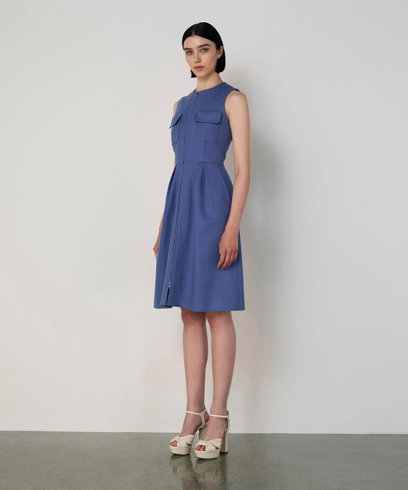 Machka Pocketed Pleated Dress Blue