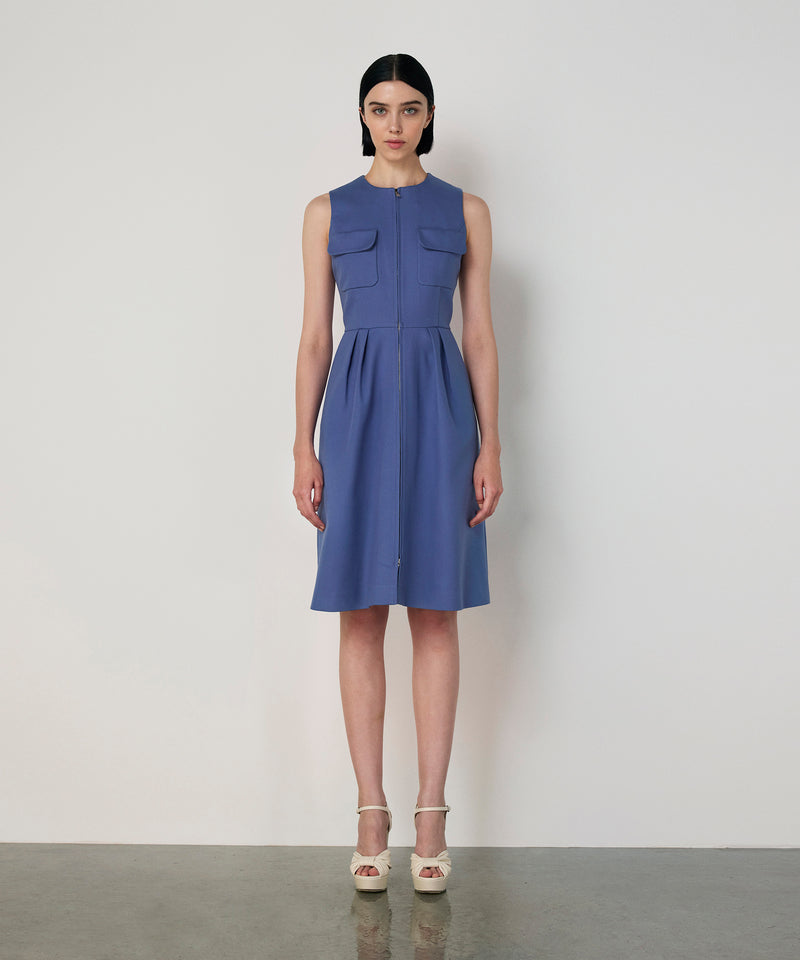Machka Pocketed Pleated Dress Blue