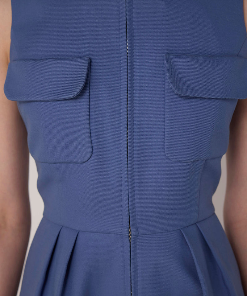 Machka Pocketed Pleated Dress Blue