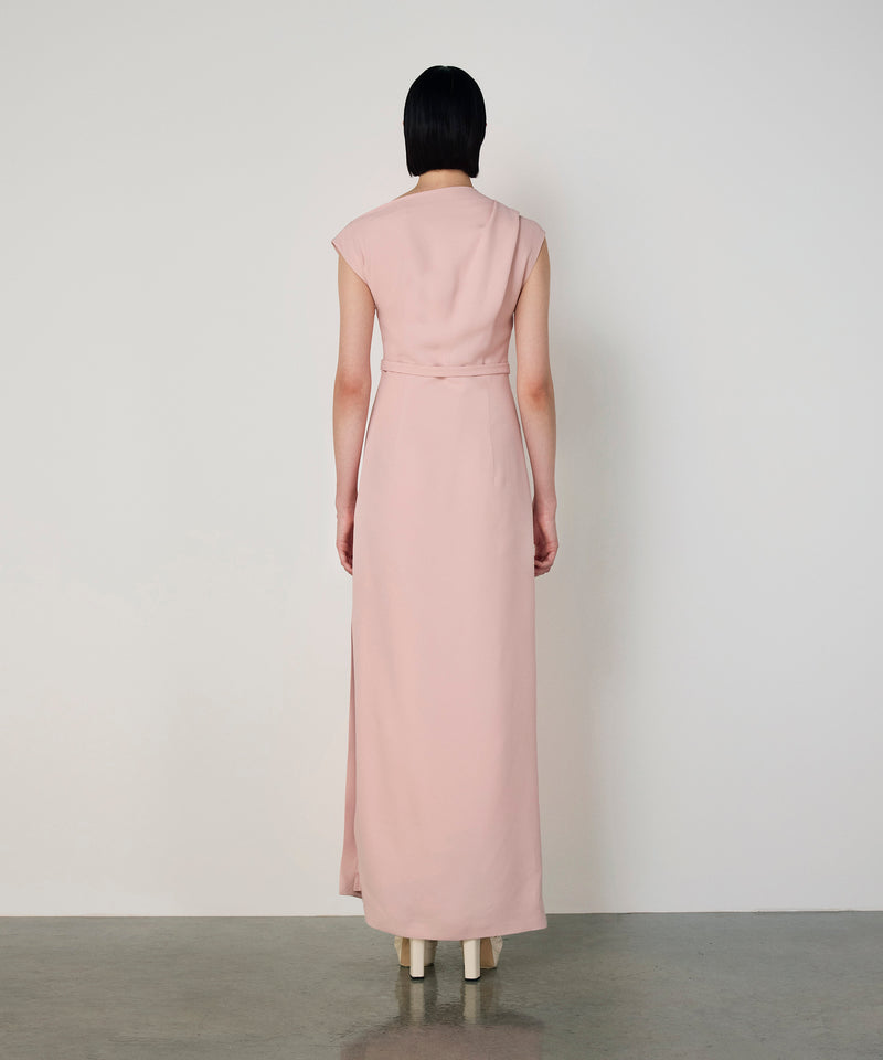 Machka Belted Crepe Dress Powder