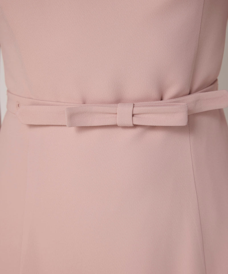 Machka Belted Crepe Dress Powder
