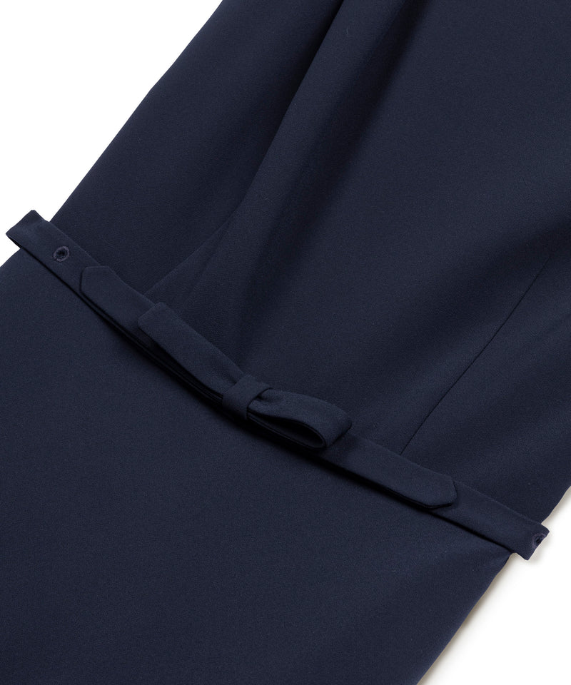 Machka Boat Neck Dress With Bow Detail Navy