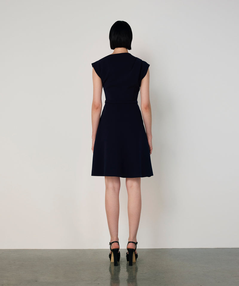 Machka Boat Neck Dress With Bow Detail Navy
