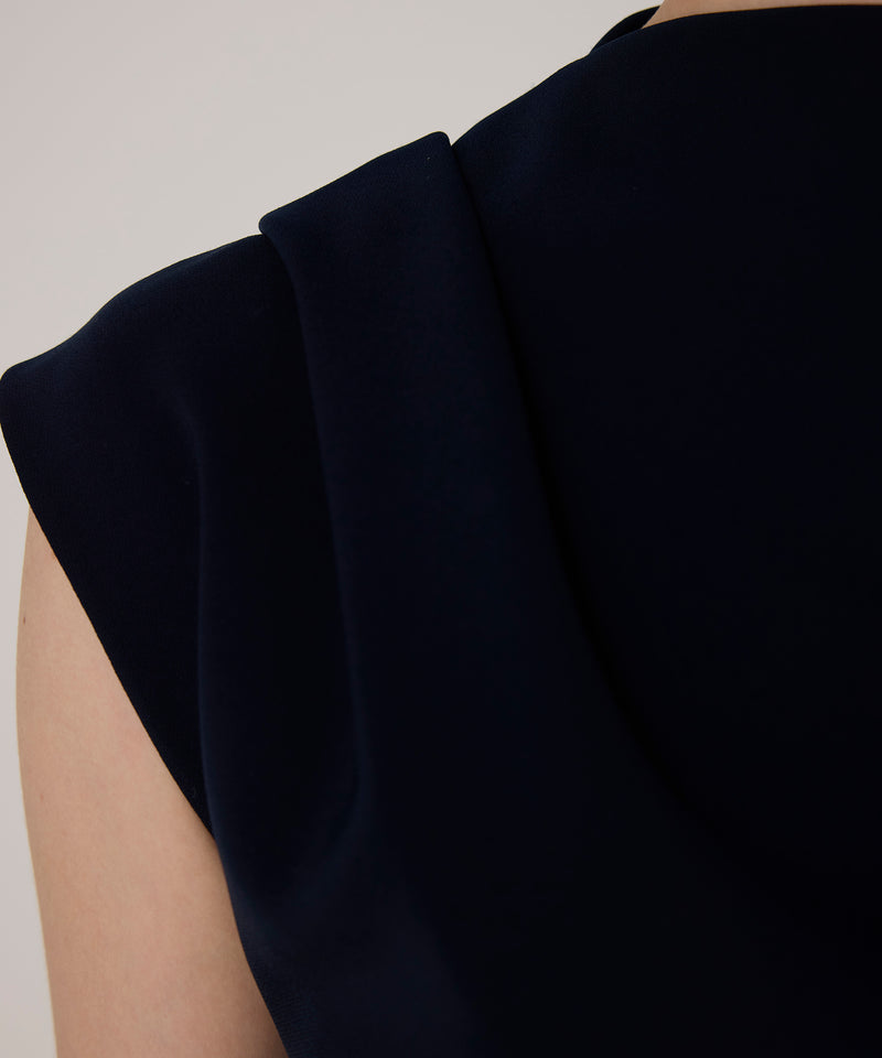 Machka Boat Neck Dress With Bow Detail Navy