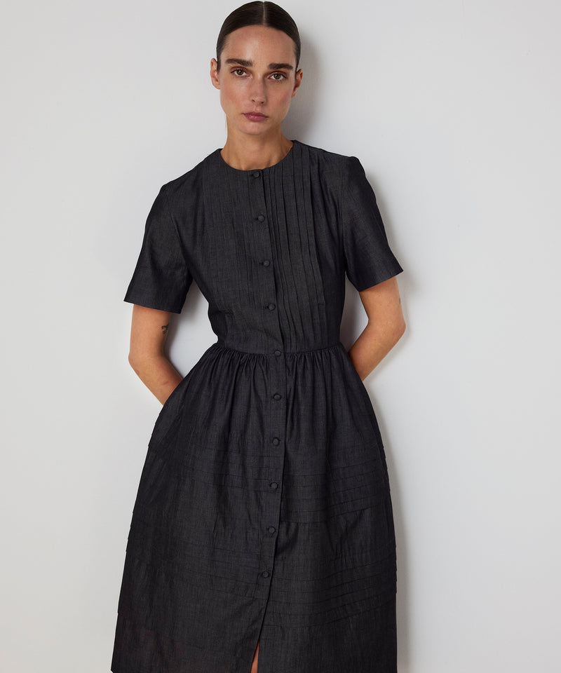 Machka Ribbed Poplin Dress Anthracite