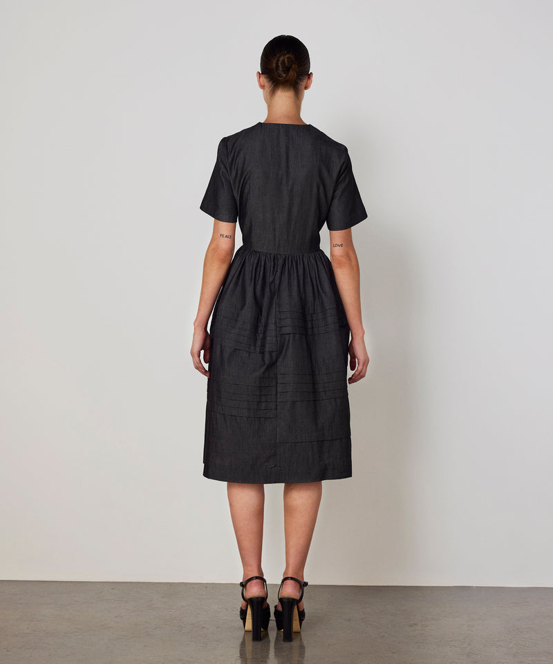 Machka Ribbed Poplin Dress Anthracite