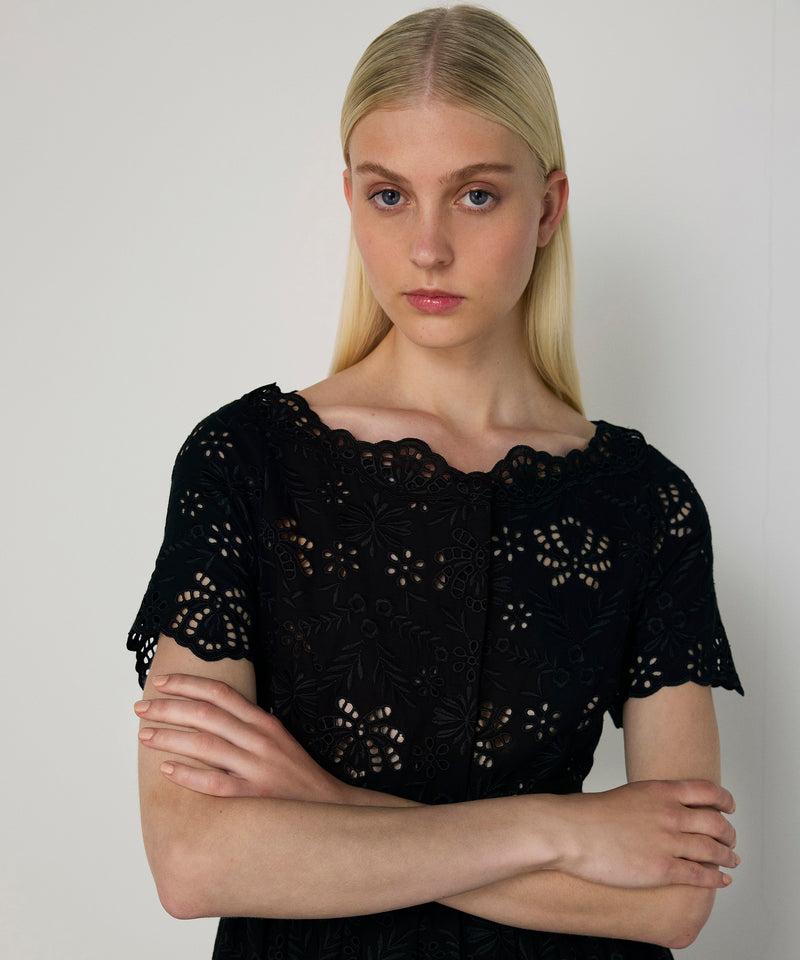 Machka Eyelet Shirt Dress Black