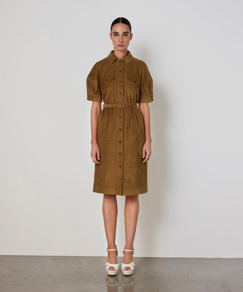 Machka Belted Velvet Dress Cinnamon