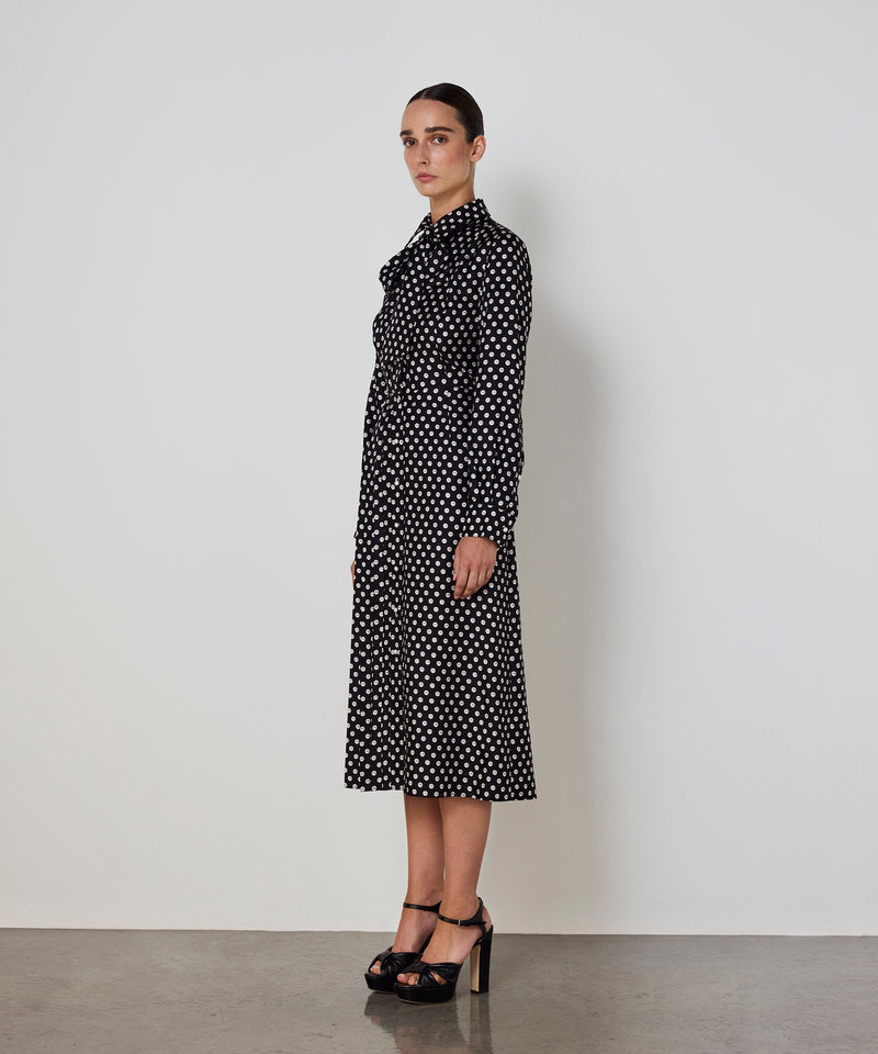 Machka Patterned Silk Shirt Dress Black