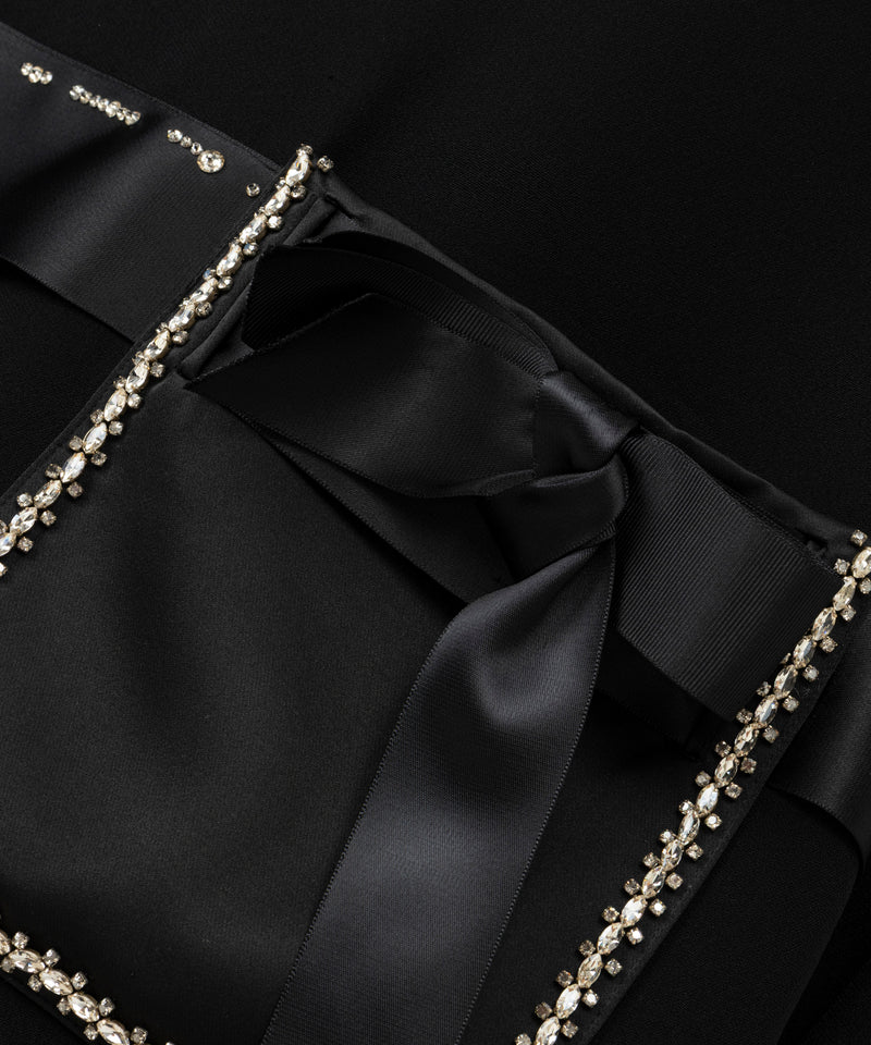 Machka Bow-Appliquéd And Strass-Striped Dress Black