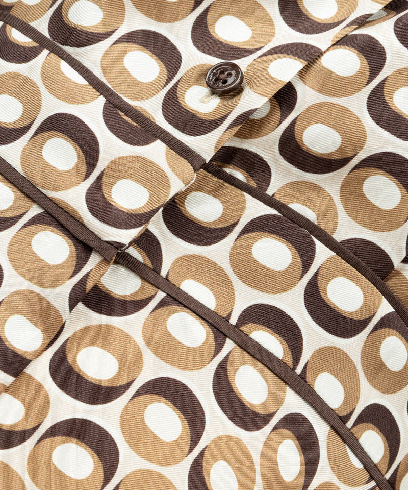 Machka Patterned High-Neck Silk Dress Cinnamon