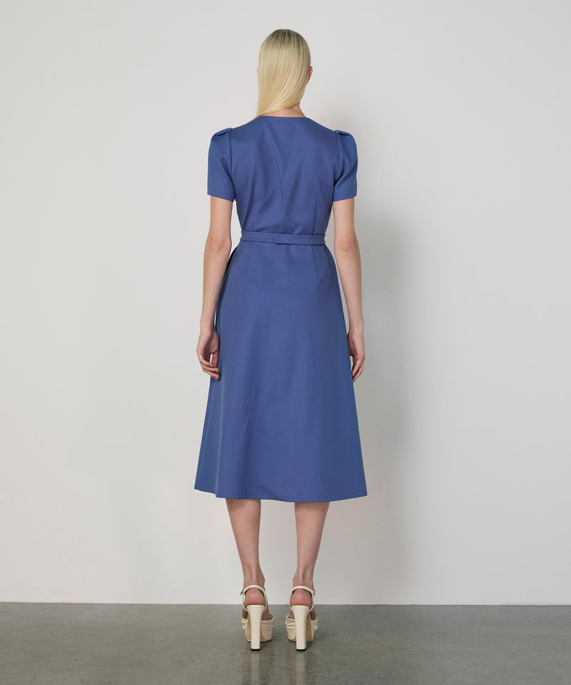 Machka Floral Embroidered A-Line Dress Blue