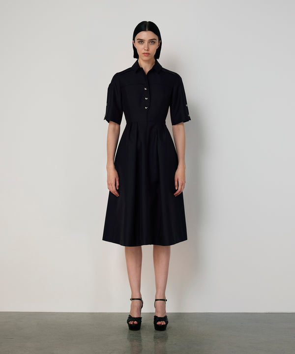 Machka Dress With Button Accessories And Belt Navy