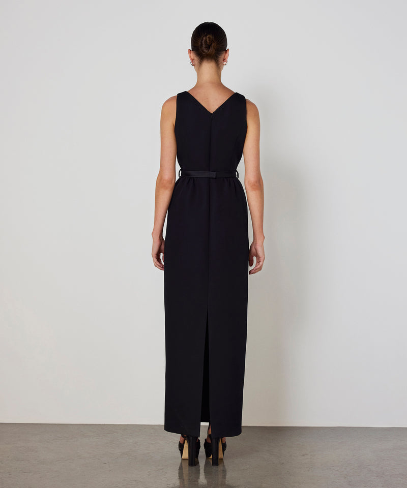 Machka Belted V-Neck Dress Black