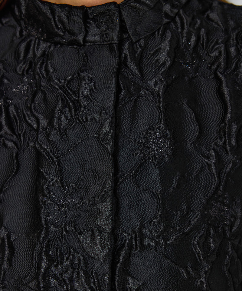 Machka Jacquard Balloon-Sleeve Dress Black