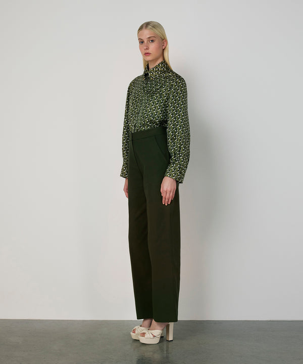 Machka Wide-Leg Trousers Dark Green