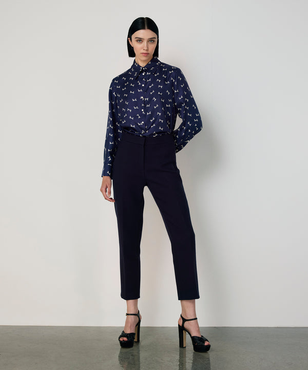 Machka Pocketed Cigarette Fit Trousers Navy
