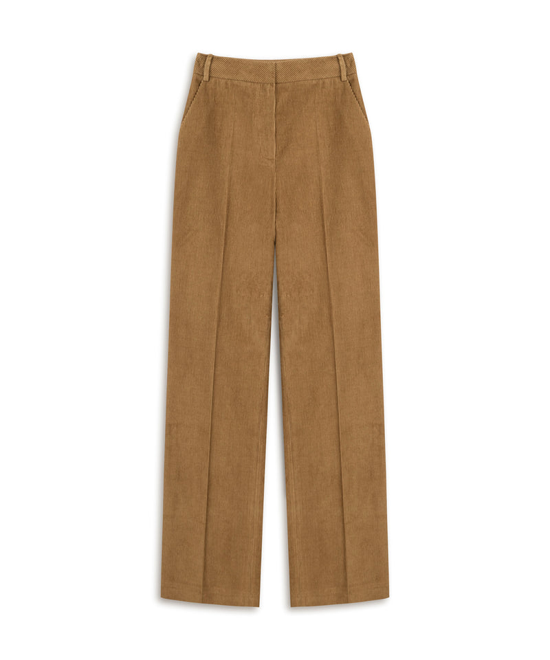Machka Wide Leg Fit Velvet Trousers Cinnamon
