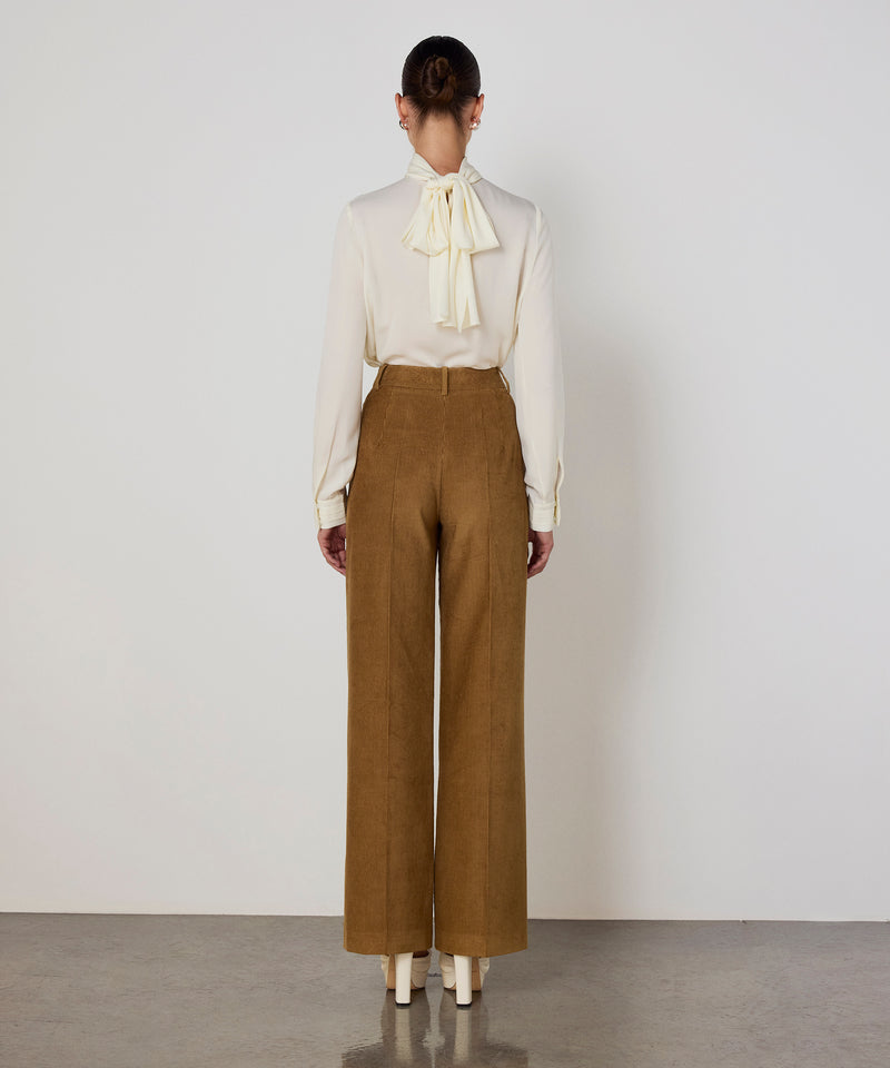 Machka Wide Leg Fit Velvet Trousers Cinnamon