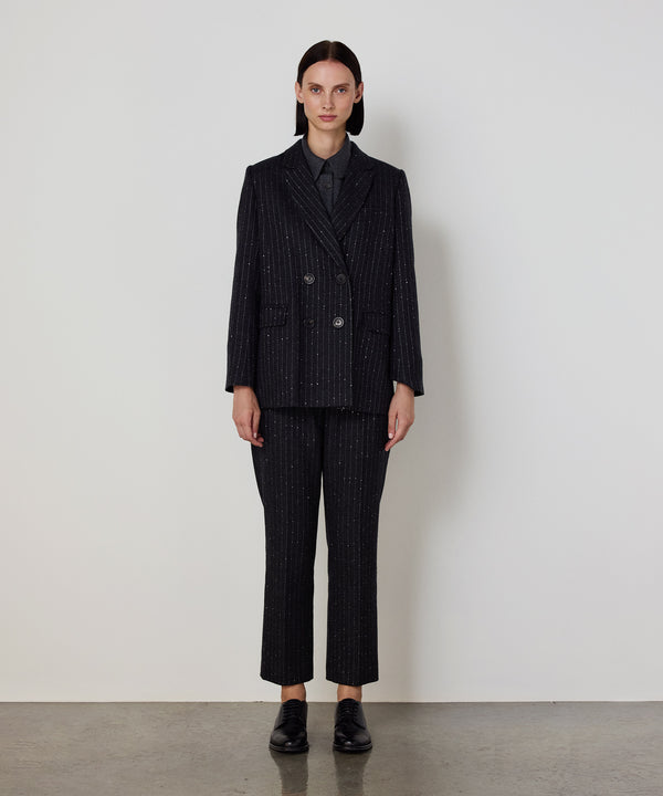 Machka Straight-Fit Trousers With Metallic Threads Anthracite