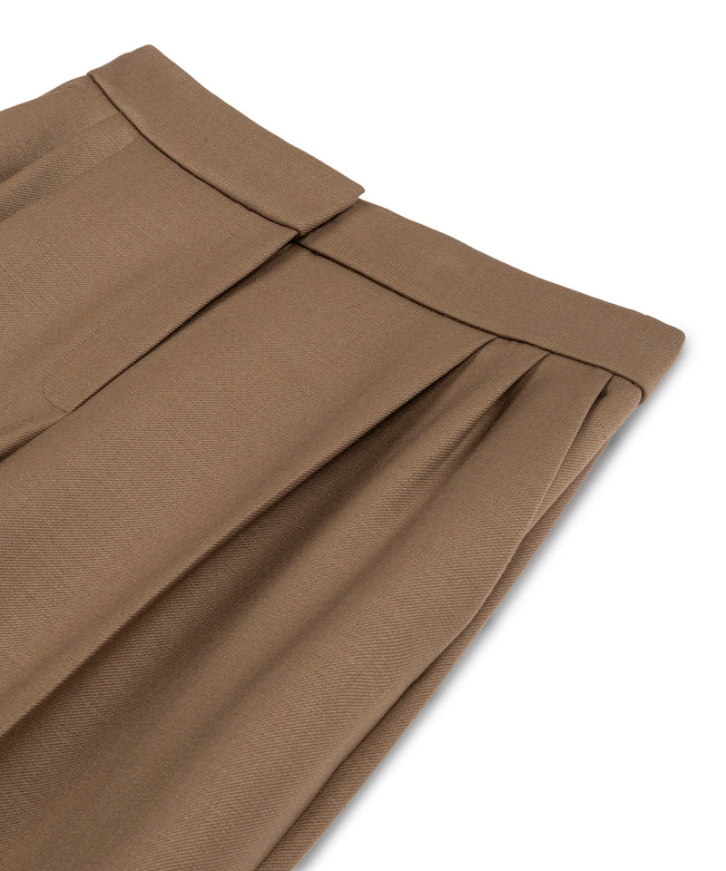 Machka Pleated Wide Leg Fit Trousers Dark Beige