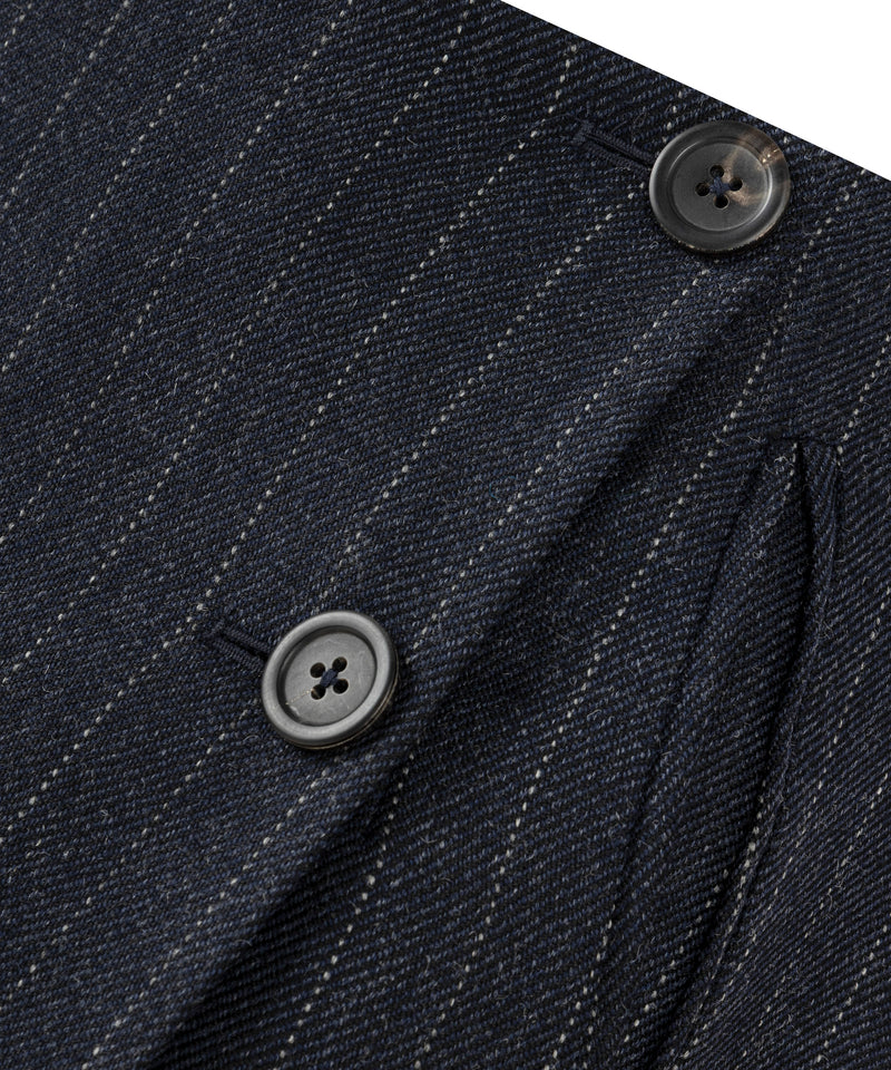 Machka Pinstripe Wool Skirt Navy