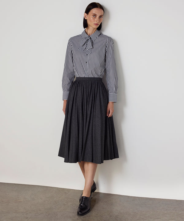 Machka Pleated Flannel Skirt Grey Melange
