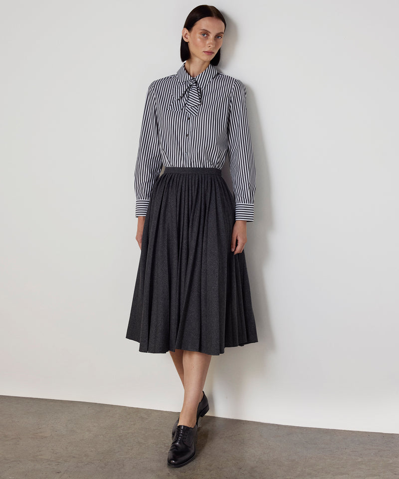 Machka Pleated Flannel Skirt Grey Melange
