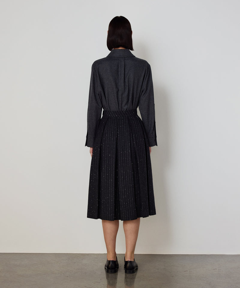 Machka Metallic-Thread Midi Skirt Anthracite