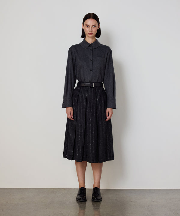 Machka Metallic-Thread Midi Skirt Anthracite