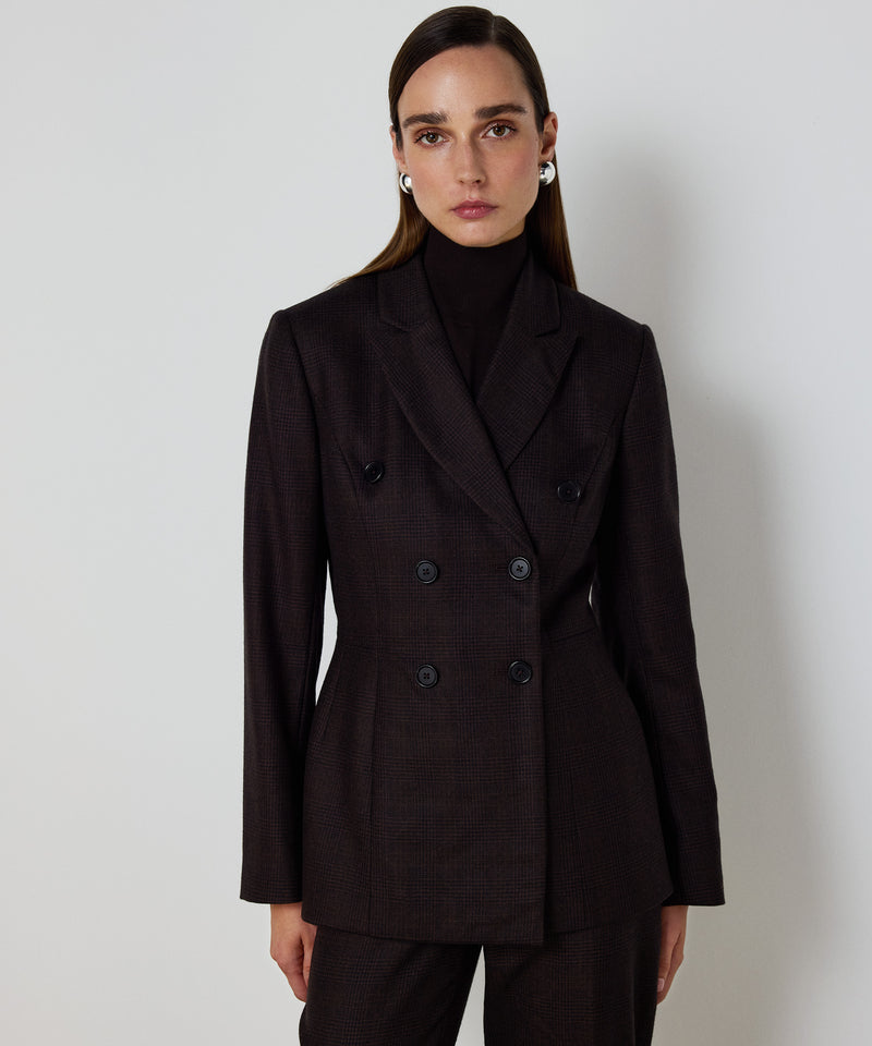 Machka Double-Breasted Blazer With Button Accessories Dark Brown