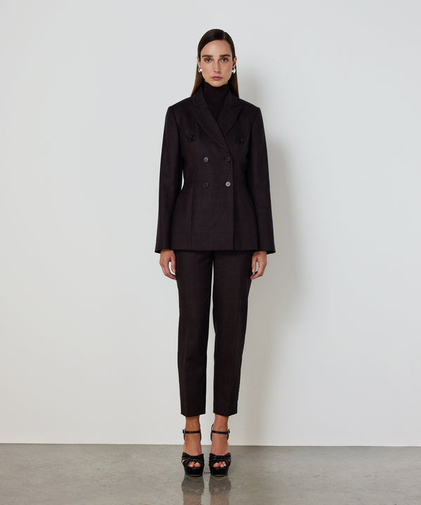 Machka Double-Breasted Blazer With Button Accessories Dark Brown