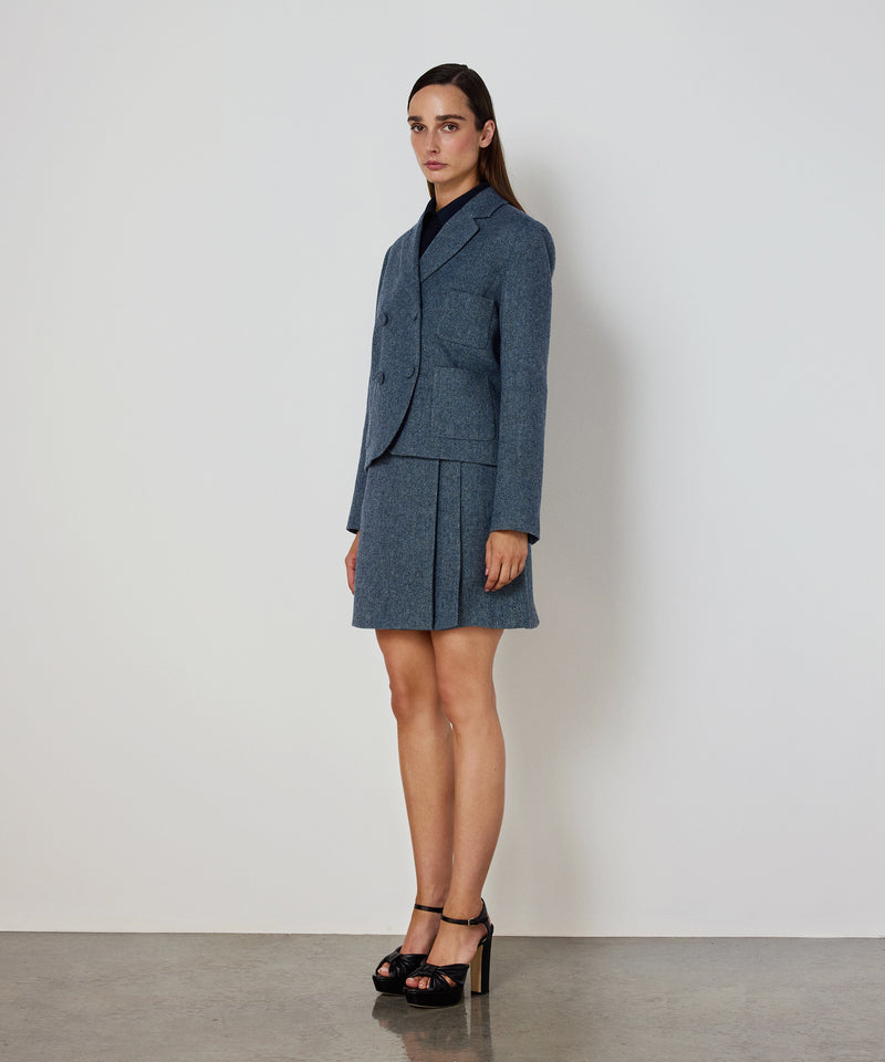 Machka Wool Blazer With Mixed Pockets Blue