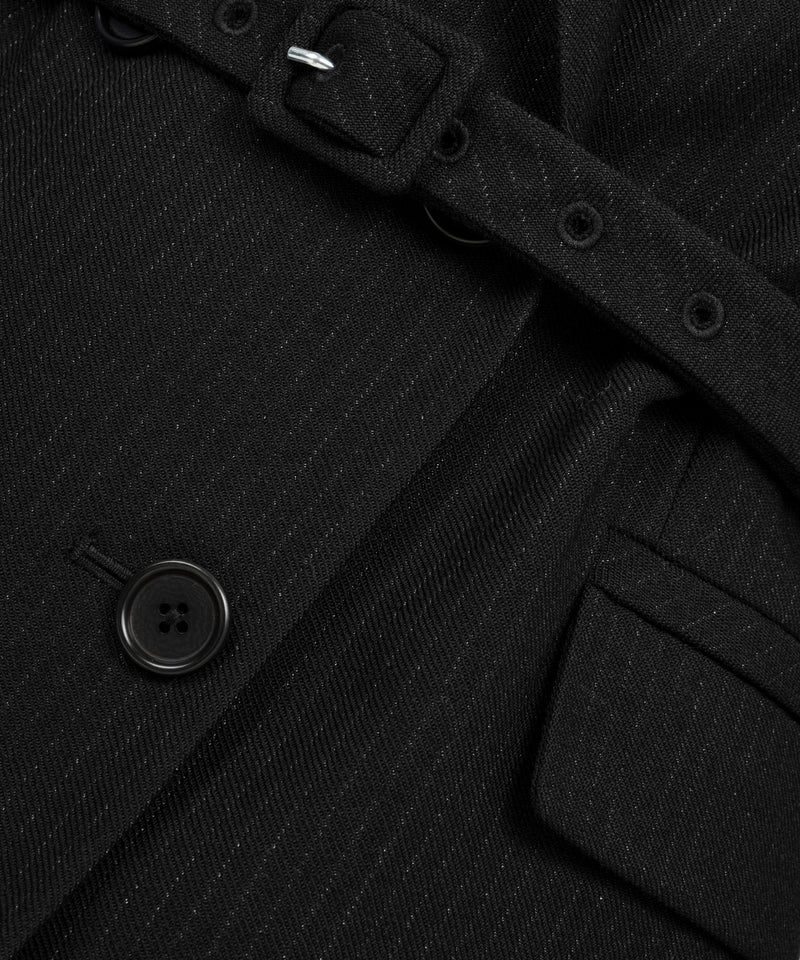 Machka Long Double-Breasted Blazer With Belt Black