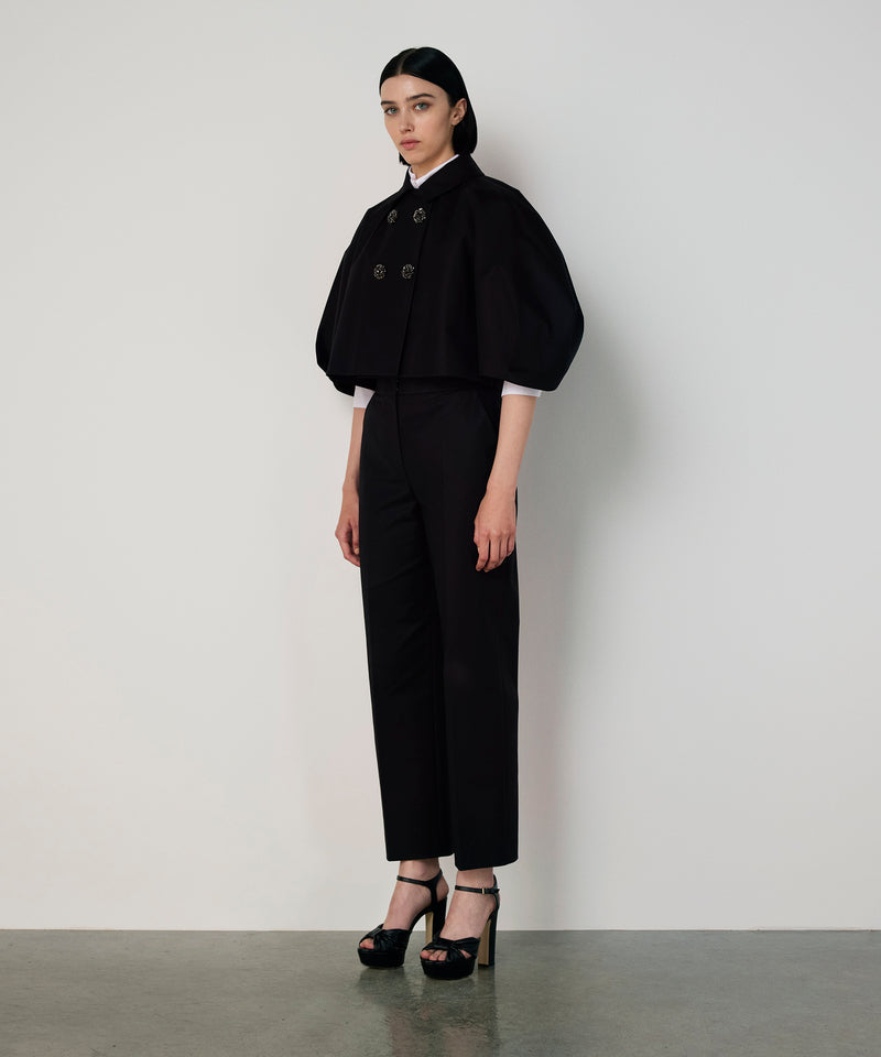 Machka Crystal-Button Balloon-Sleeve Jacket Black