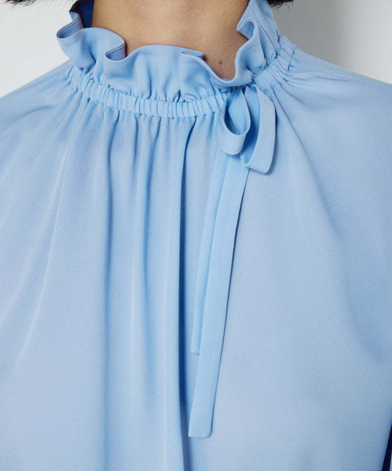 Machka Silk Blouse With Tie Collar Blue