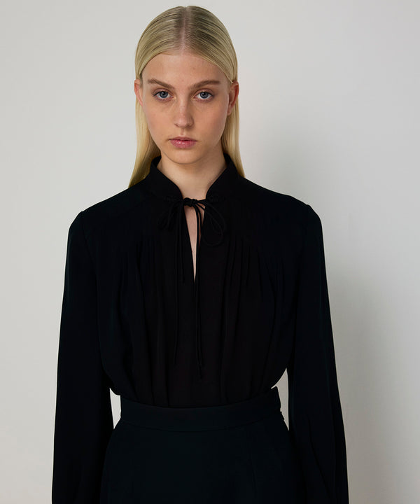 Machka Tie-Neck Silk Blouse Black
