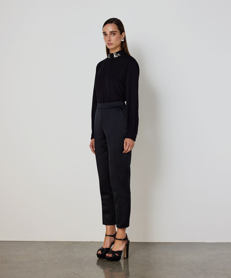 Machka Blouse With Strass Stone Embellishments Black