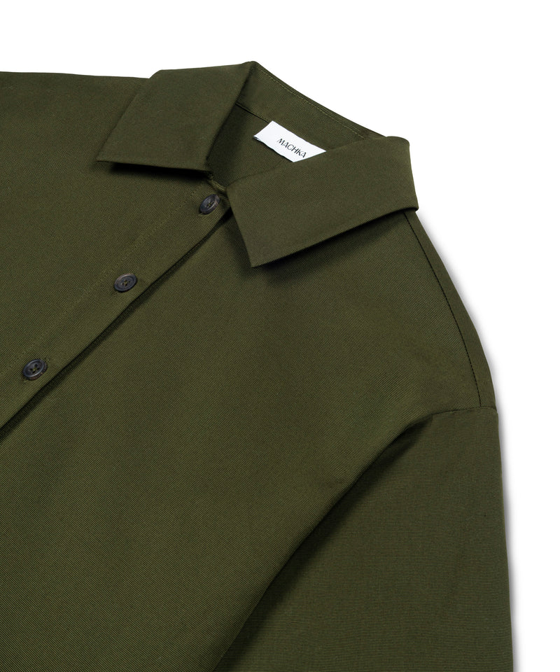 Machka Shirt Collar Poplin Blouse Dark Green