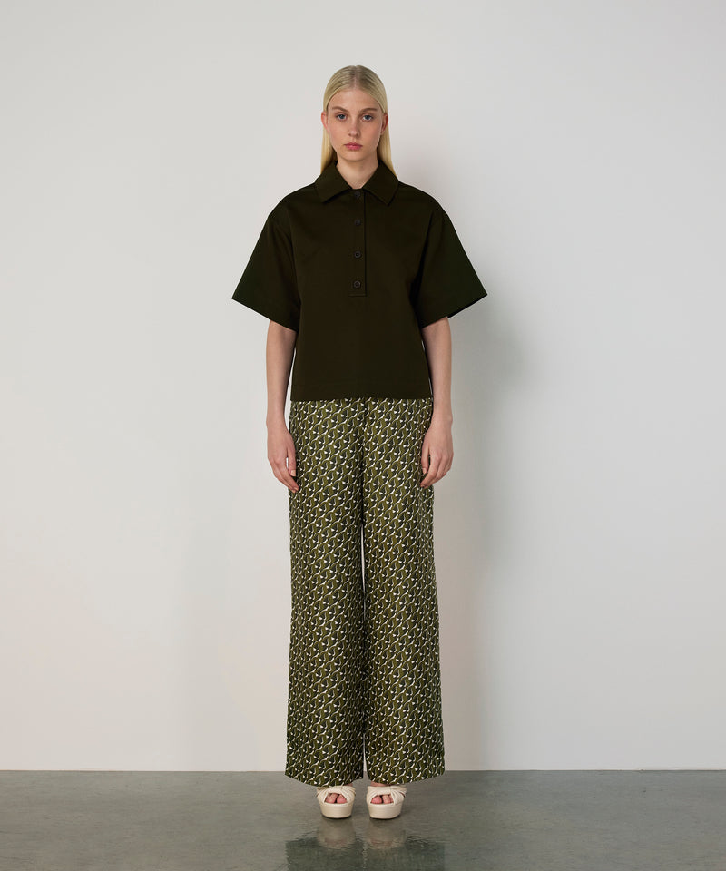 Machka Shirt Collar Poplin Blouse Dark Green