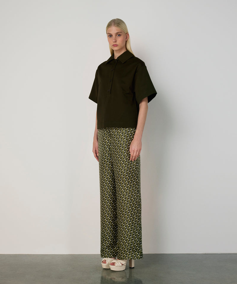 Machka Shirt Collar Poplin Blouse Dark Green