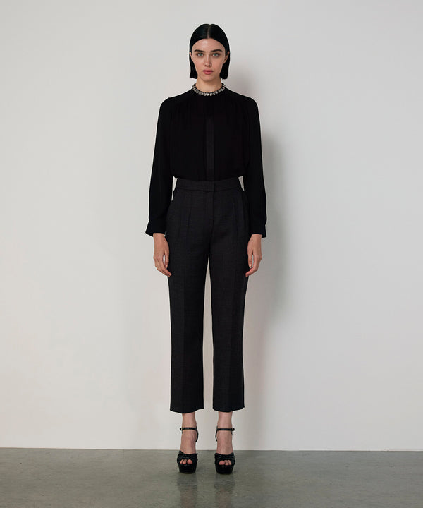 Machka Silk Blouse With Strass Embellishments Black