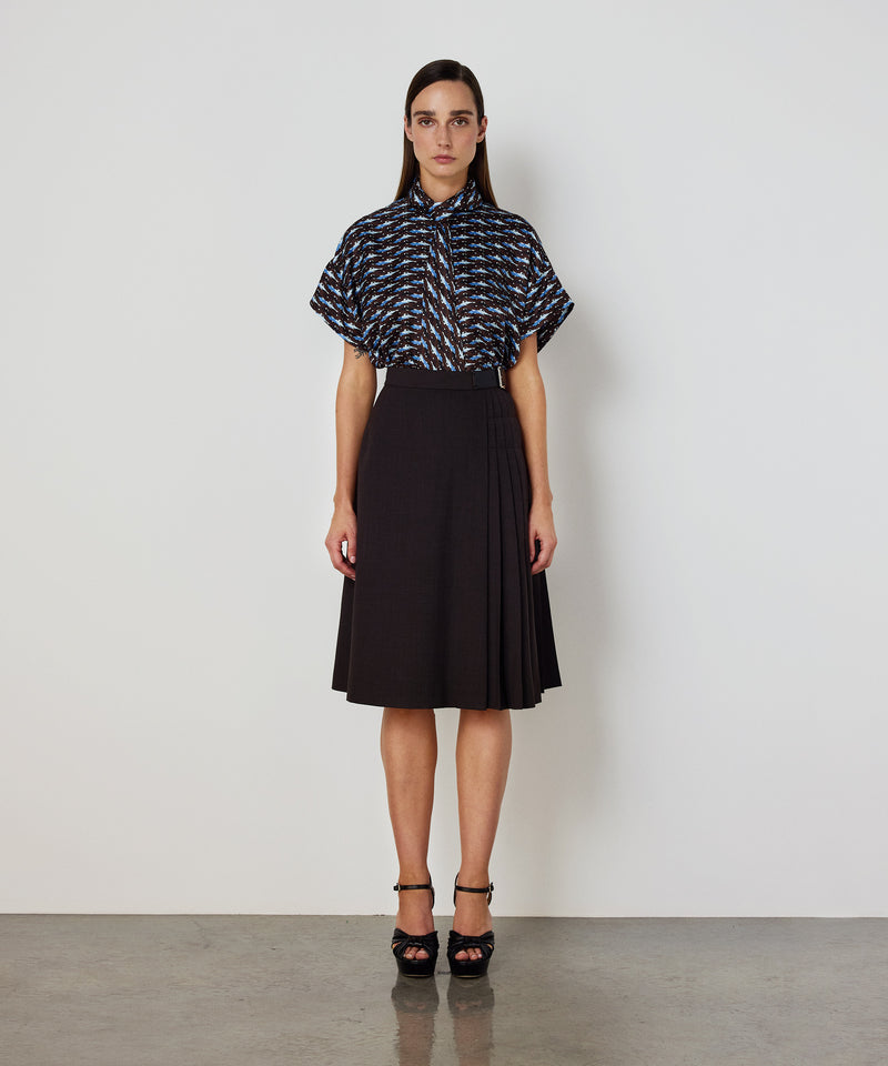 Machka Abstract Print Silk Blouse Brown