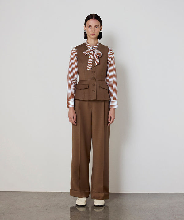 Machka V-Neck Vest Dark Beige